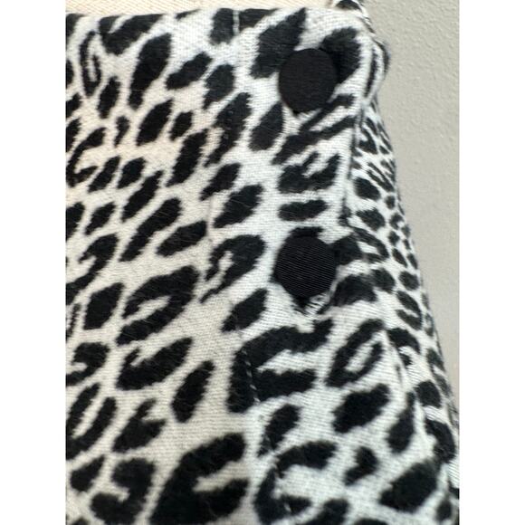 Talbots sweater mock neck black white animal print button detail 3/4 sleeve Sz L - Picture 5 of 8